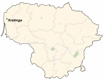 Кретинга на карте Литвы.