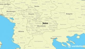 Велес на карте Македонии.