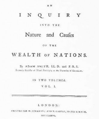 Опубликована книга А.Смита «Исследование о природе и причинах богатства народов»