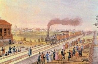 Начало строительства первой железной дороги Петербург - Царское Село - Павловск
