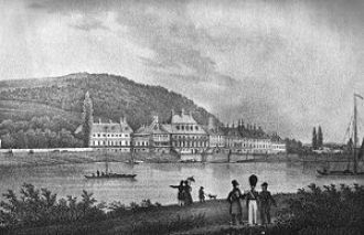 Вид на замок Пильниц в 1818 году.