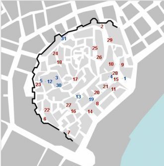 Карта Старого города, с отмеченными на н