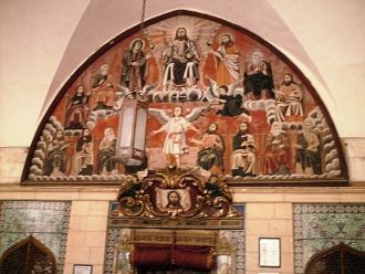 Фреска над входом собор Святого Иакова в