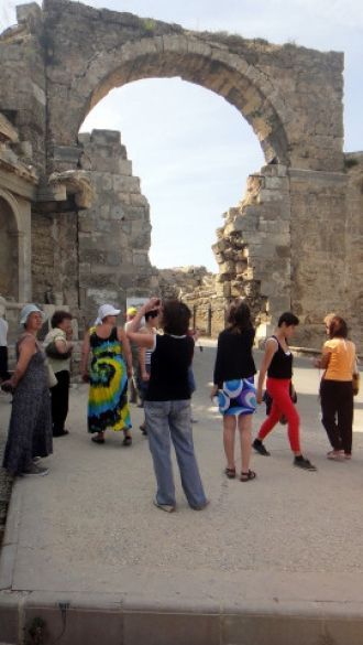 Арочные ворота расположены в северной ча