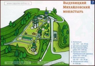 Карта-схема Выдубецкого монастыря.