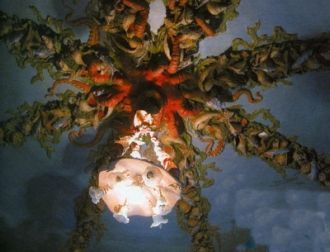 По центру потолок украшает лепнина в вид