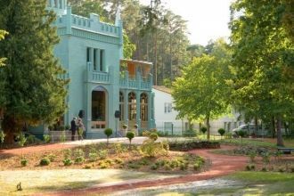 Это комплекс зданий, построенный из дере