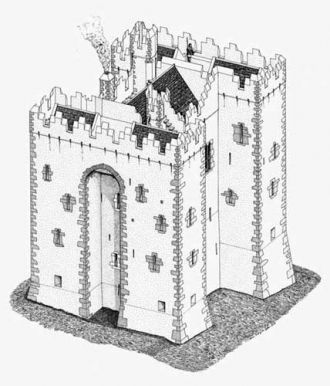 Замок состоял из четырех башен, каждая и