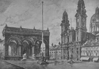 Старинный рисунок Фельдхернхалле.