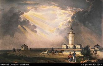 Маяк Маквайра. Картина 1829 года, художн