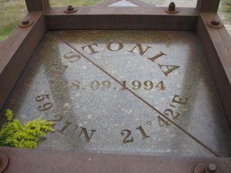 На ромбовидном основании высечены коорди