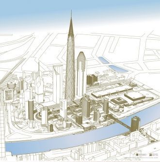 Изначальная концепция ММДЦ “Москва-Сити”