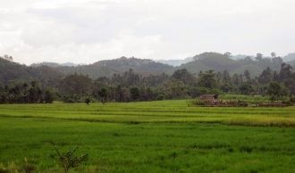 Панорама удивительной по красоте горной 