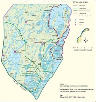 Карта национального парка Овре Пасвик.