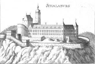 Замок Шаллабург на старинной гравюре. 16
