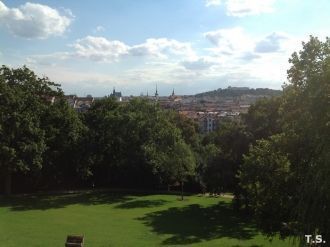 Верхний этаж. Вид с террасы на сад и цен