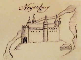 Замок Нойенбург на старинном рисунке