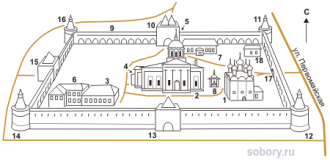 План Зарайского кремля.  В плане он пред