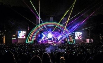 Лазерное шоу в Hollywood Bowl.