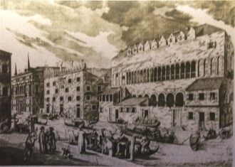 Старый рисунок дворца Фондако деи Т