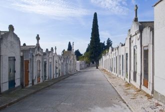 Широкие аллеи со склепами, напоминающими