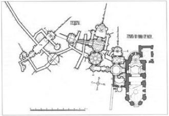 План Ильинской церкви с фрагментом пещер