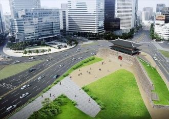 Ворота Тондэмун и часть крепостной стены