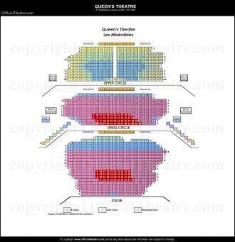 Схема зала театра Королевы в Лондоне.