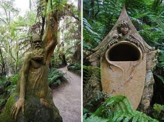 Скульптор трудился над созданием парка в