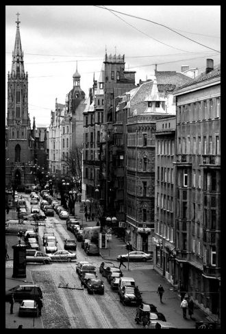 Старая церковь Гертруды. Черно-белое фот