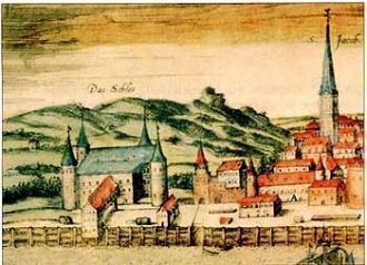 Фрагмент панорамы города Рига 1572 года.
