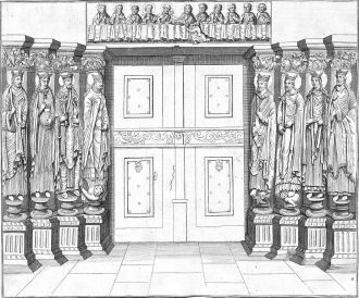 Вид портала в 1745 году. Тимпан над вход