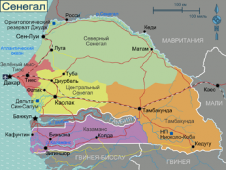Карта Сенегала.