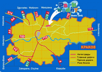 Аквапарк Кракова на карте Польши