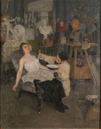 “В мастерской скульптора”, Н. Кузнецов, 