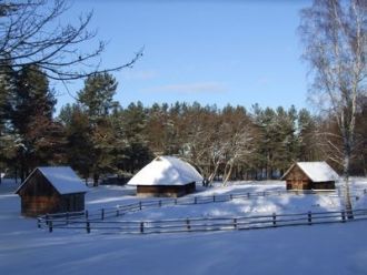 Музей Скансен зимний пейзаж.