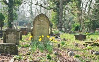 При церкви существует старинное кладбище