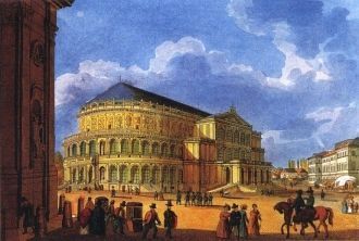 Первое здание оперы Земпера 1850-1860-х 