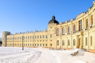 Вид Гатчинского дворца зимой.