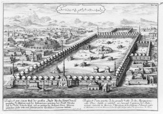 Мечеть аль-Харам в панораме Мекки (XVIII
