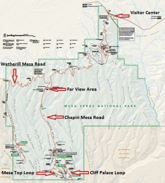 Схема парка Меса Верде