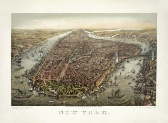 Панорама Манхэттена с высоты птичьего по