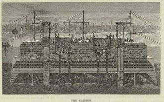 Кессоны под башнями моста. 3 января 1870