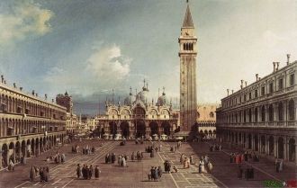 Площадь и собор Сан Марко в Венеции в 18
