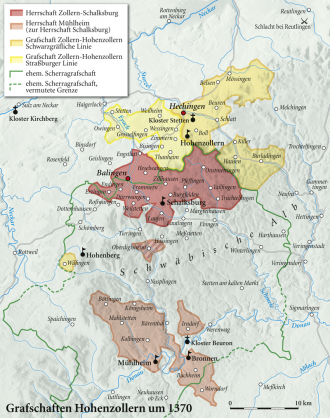 Владения Гогенцоллернов в 1370 году