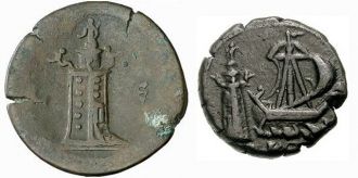 Маяк на Александрийских монетах второго 