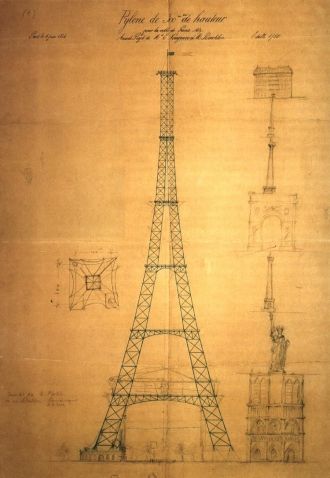 Первоначальный эскиз башни Мориса Кёшлен