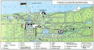 Схема парков Петергофа