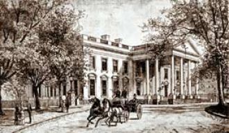 Белый дом в Вашингтоне. Гравюра 1886 год