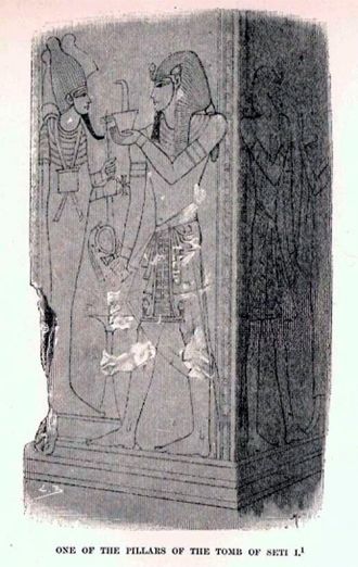 Столб в гробнице Сети I. Фото 1884 года 